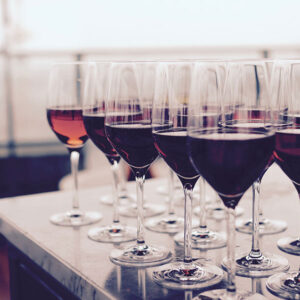 Picture of tasting glasses with red wine